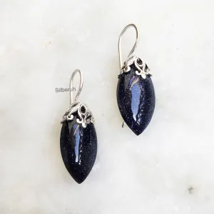 Blue Sunstone Filigree Silver Earring