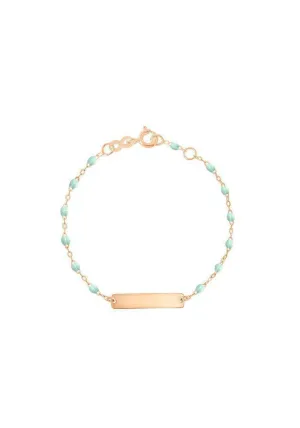 Bracelet Enfant Little Gigi Plaque Rectangle Résine Jade Or Rose 13cm