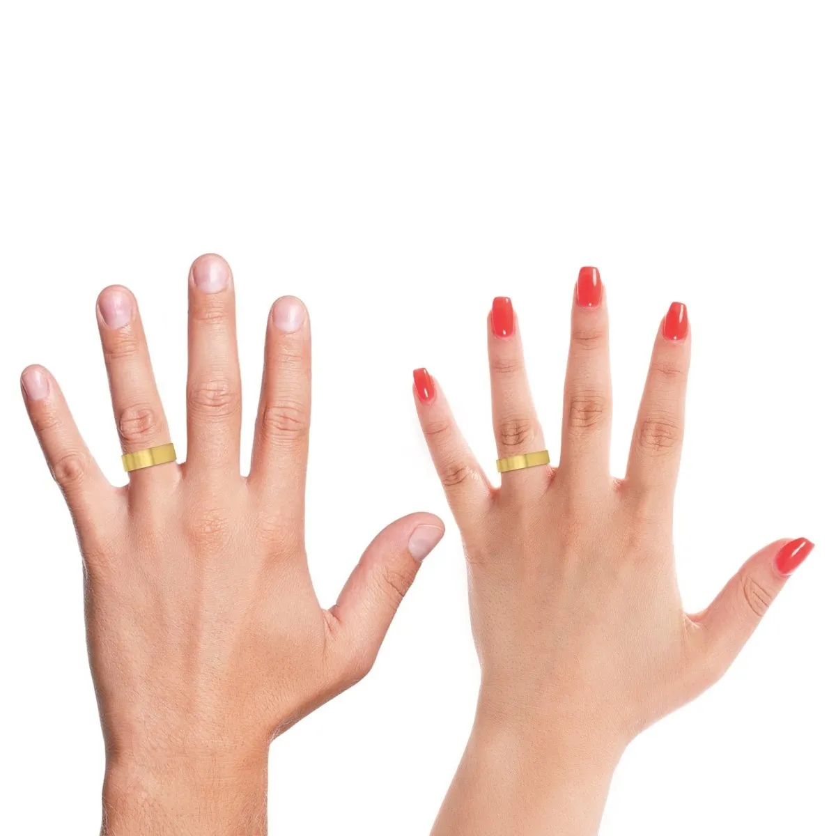 CAERLEON | Orange Ring, Gold Tungsten Ring, Brushed, Flat