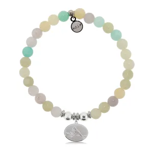 Cardinal Charm with Green Yellow Jade Charity Bracelet