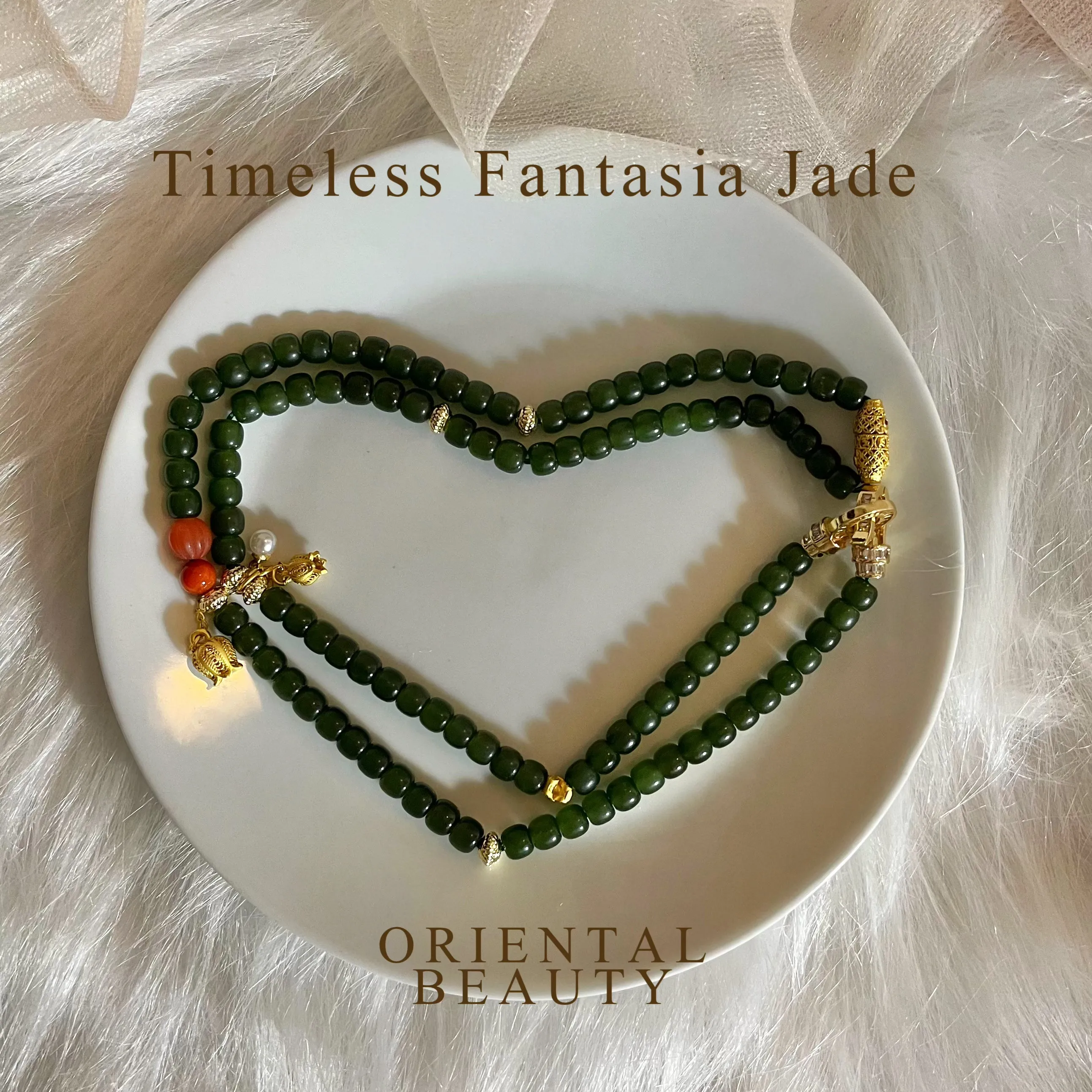 Certified genuine spinach green Siberian Nephrite Jade necklace 24 inches - 108 6 mm barrel beads