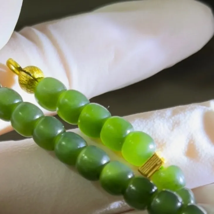 Certified genuine spinach green Siberian Nephrite Jade necklace 24 inches - 108 6 mm barrel beads
