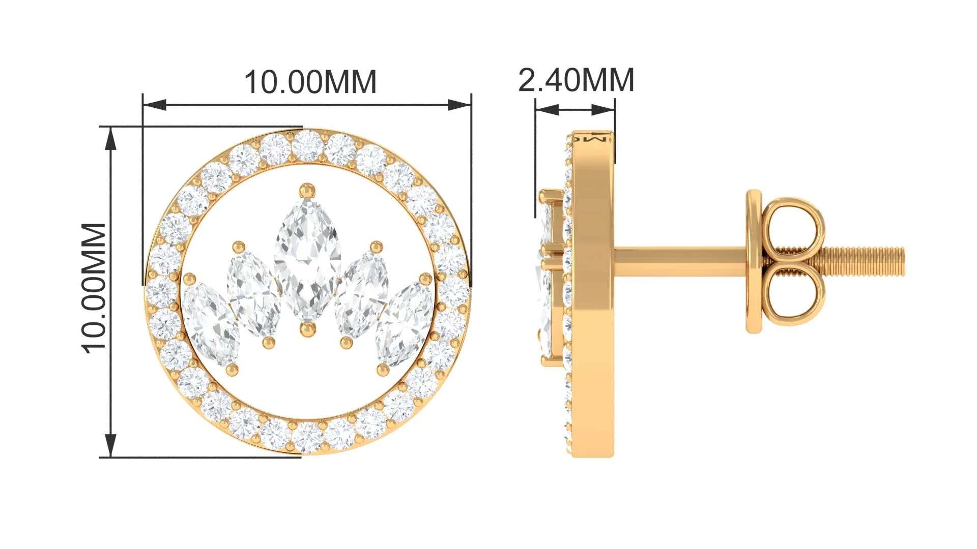 Certified Real Diamond Circle Stud Earrings