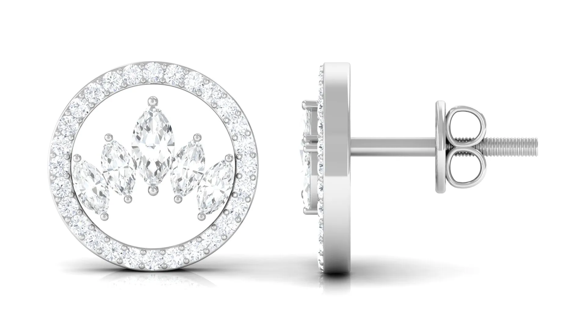 Certified Real Diamond Circle Stud Earrings