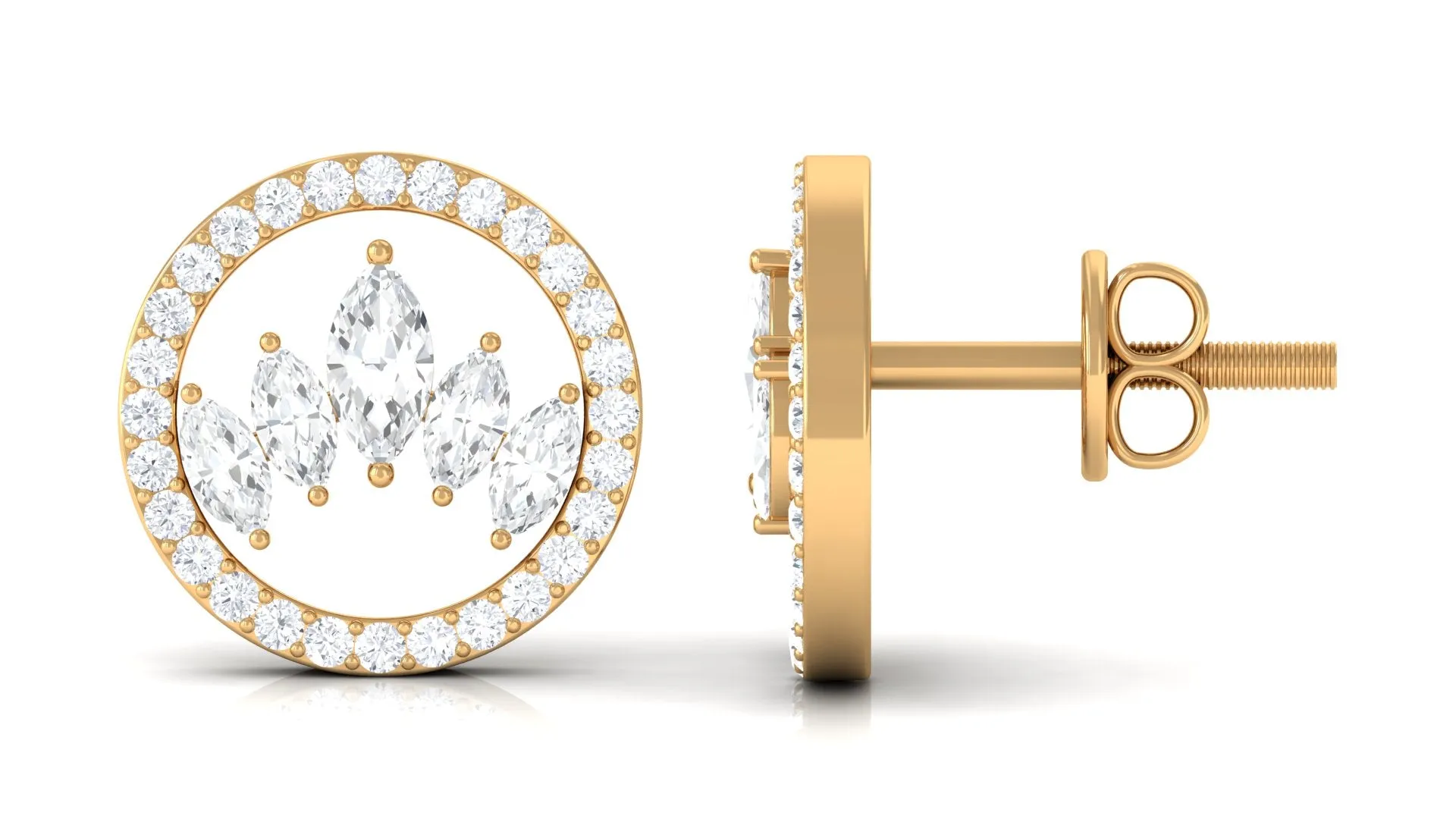 Certified Real Diamond Circle Stud Earrings