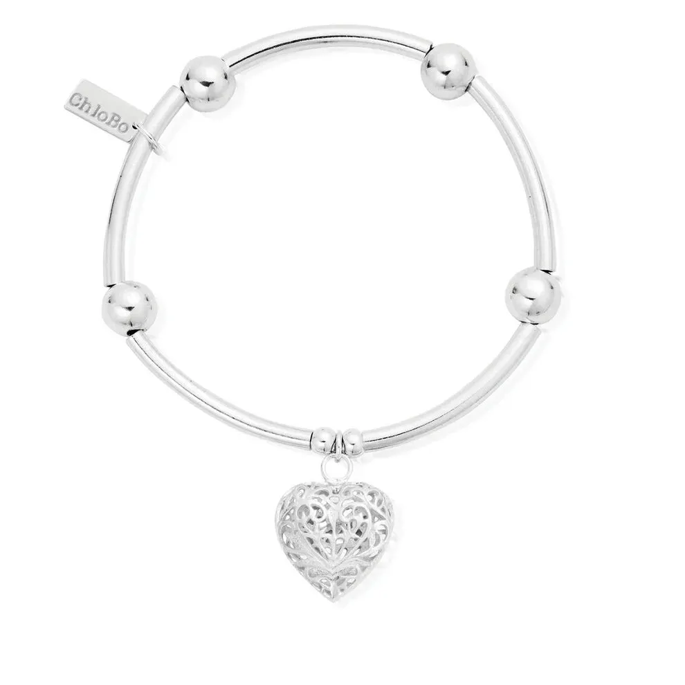 CHLOBO Noodle Ball Filigree Heart Bracelet