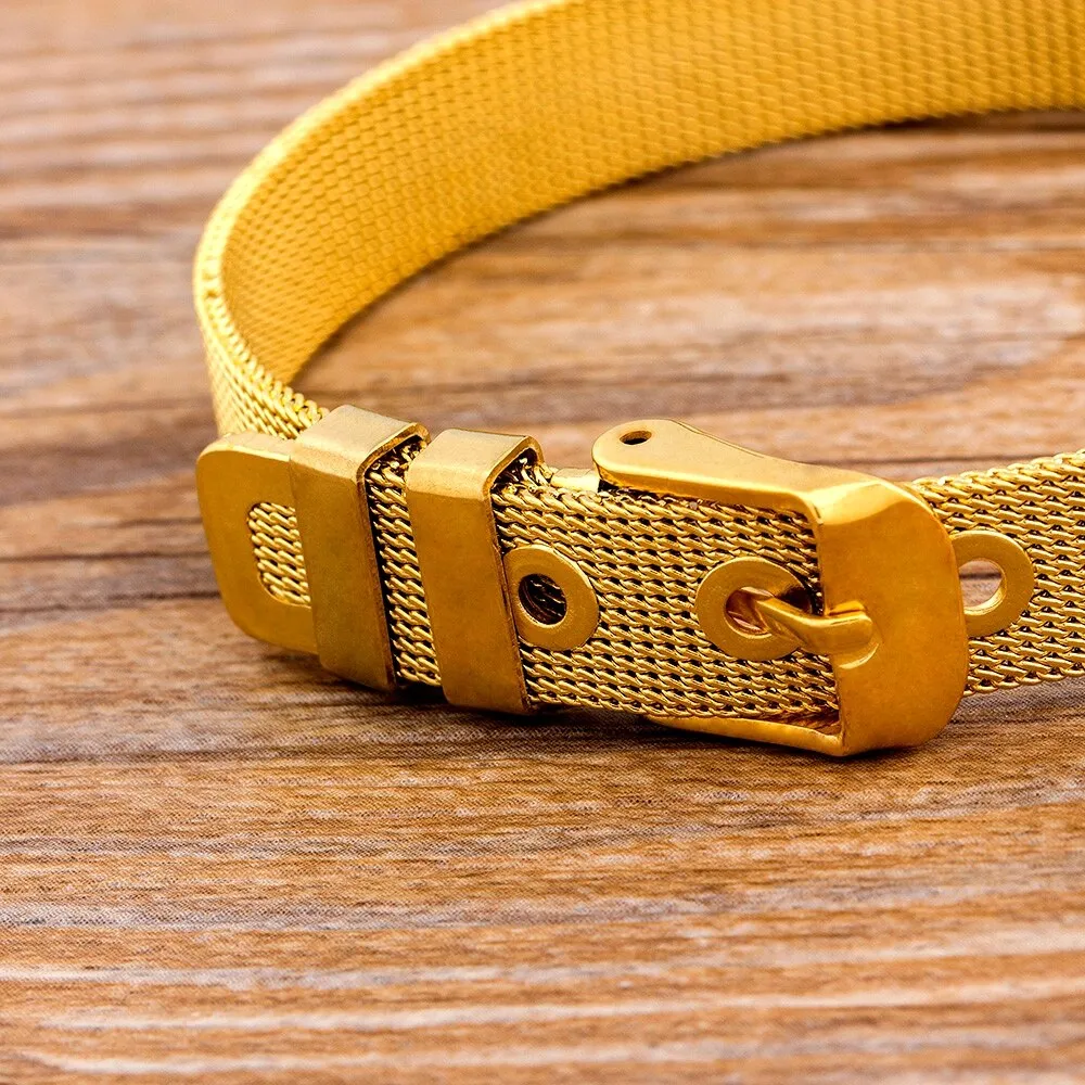 Classic Stainless Steel Mesh Watch Belt Bracelet For Women