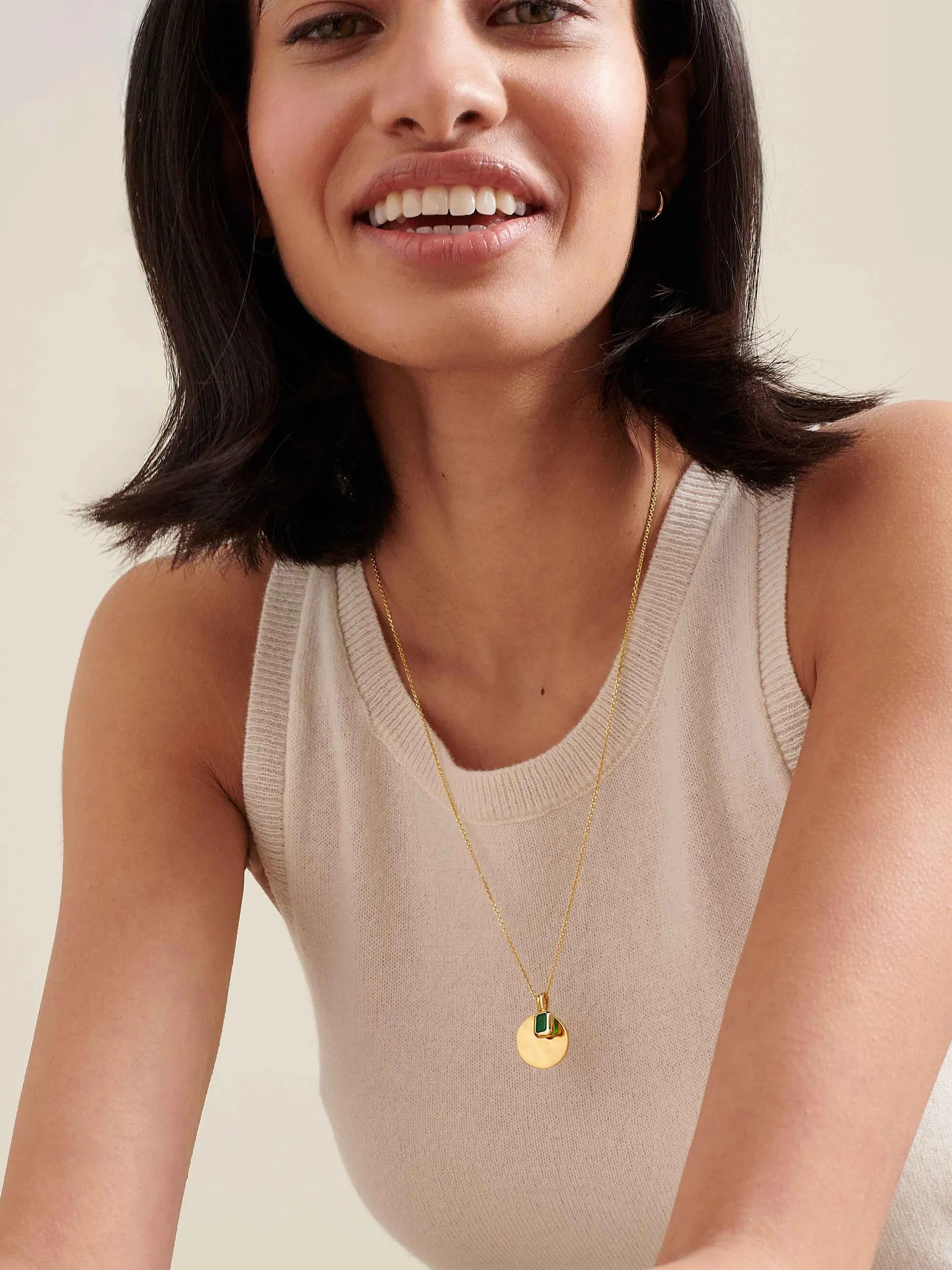 Coin deco birthstone necklace