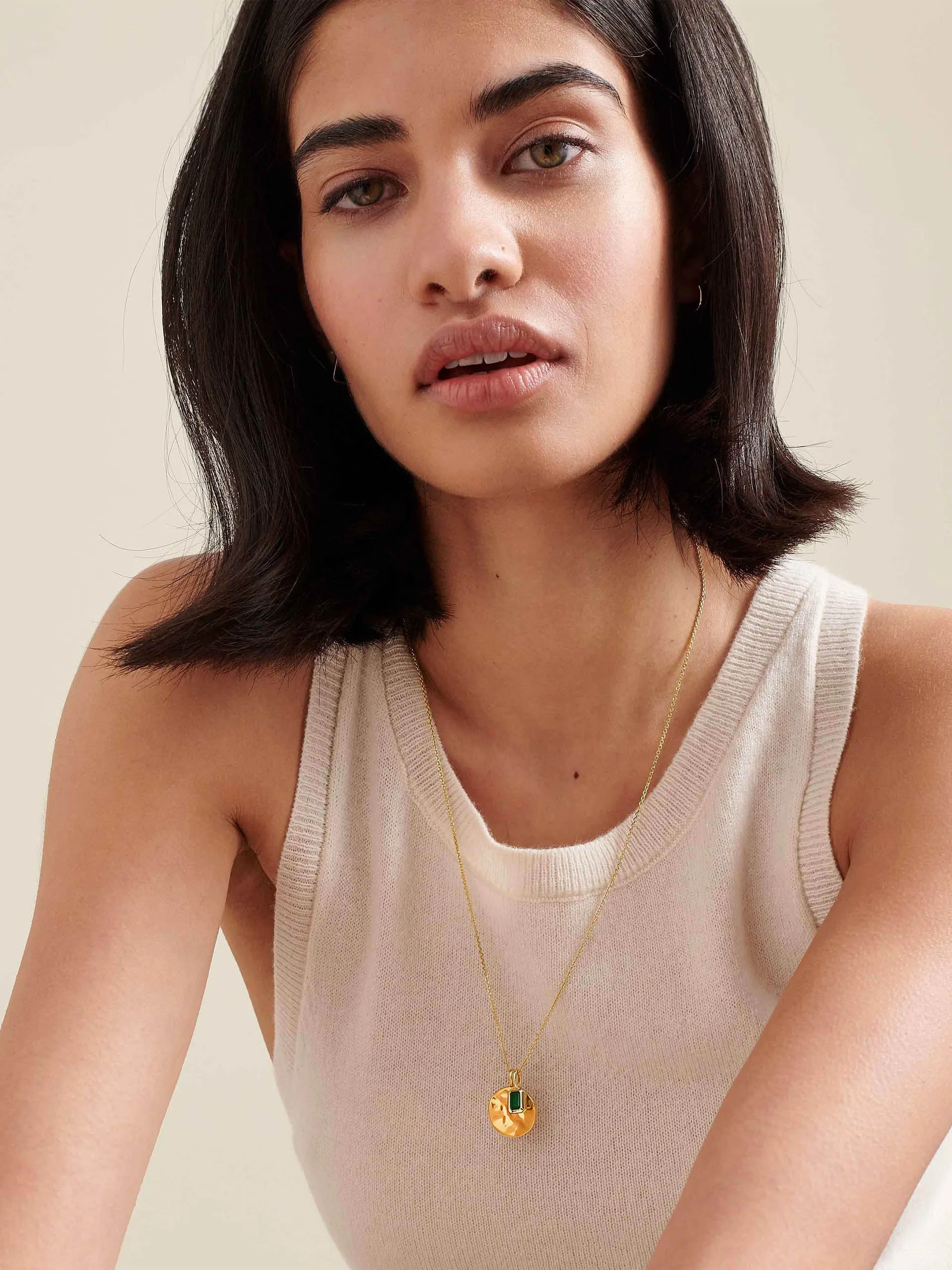 Coin deco birthstone necklace
