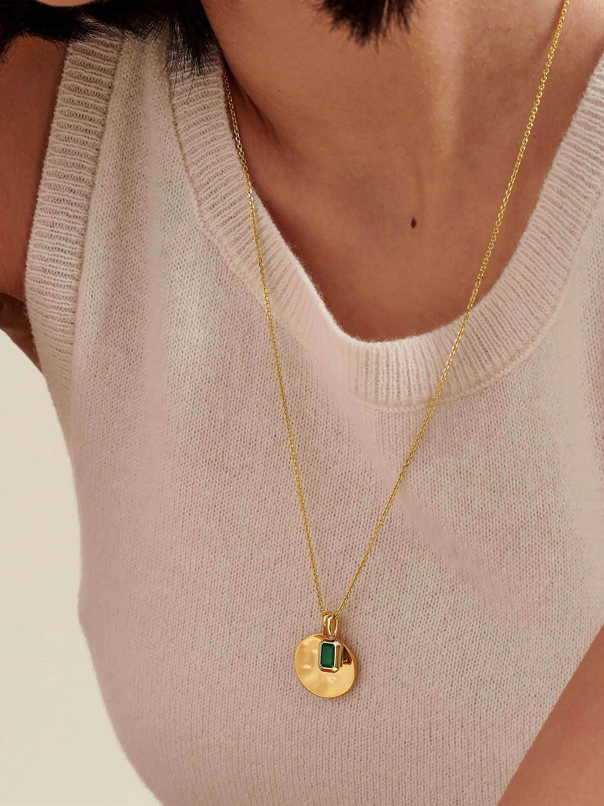 Coin deco birthstone necklace