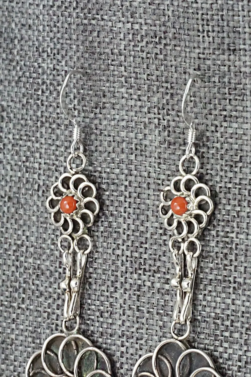 Coral & Sterling Silver Earrings - Diana Bellson
