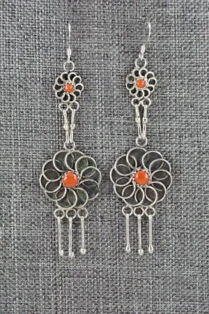 Coral & Sterling Silver Earrings - Diana Bellson