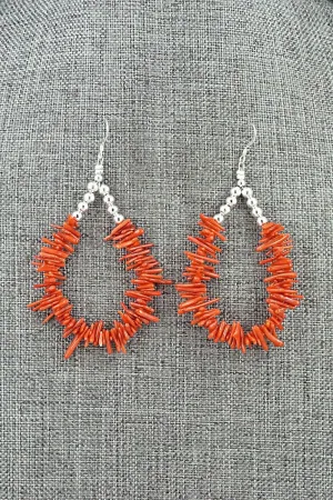 Coral & Sterling Silver Earrings - Doreen Jake