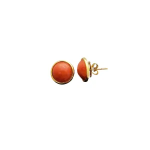 Coral Bezel Stud Earrings (18K)