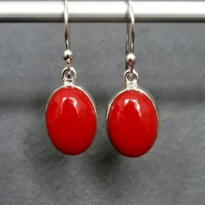 Coral Oval 14mm x 10mm 925 Sterling Silver Earrings, E2COR