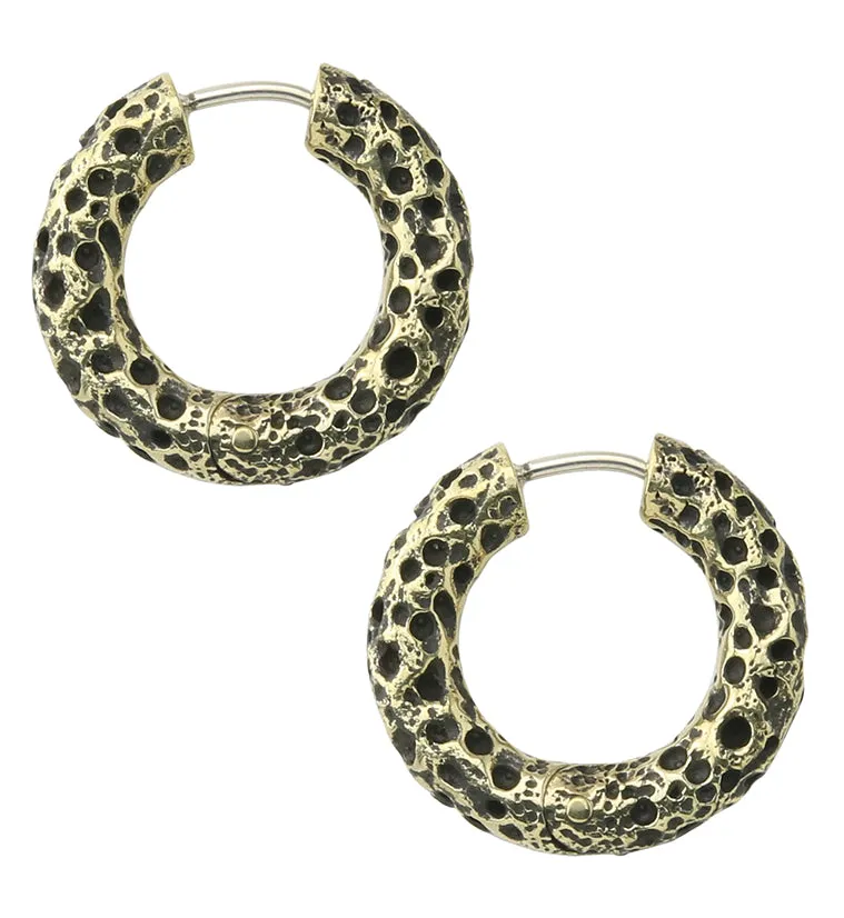 Coral Sponge Brass Hinged Earrings