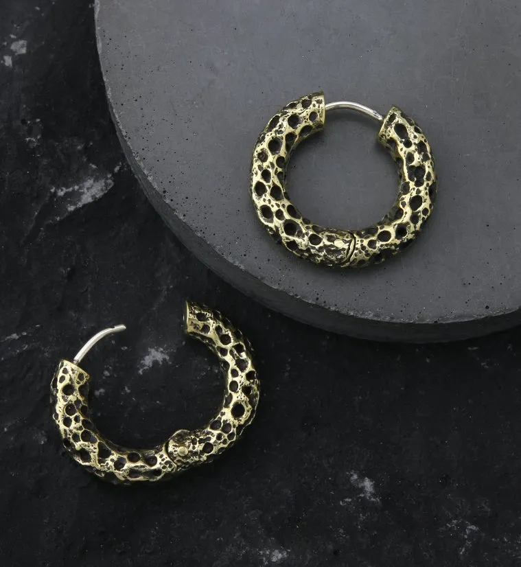 Coral Sponge Brass Hinged Earrings
