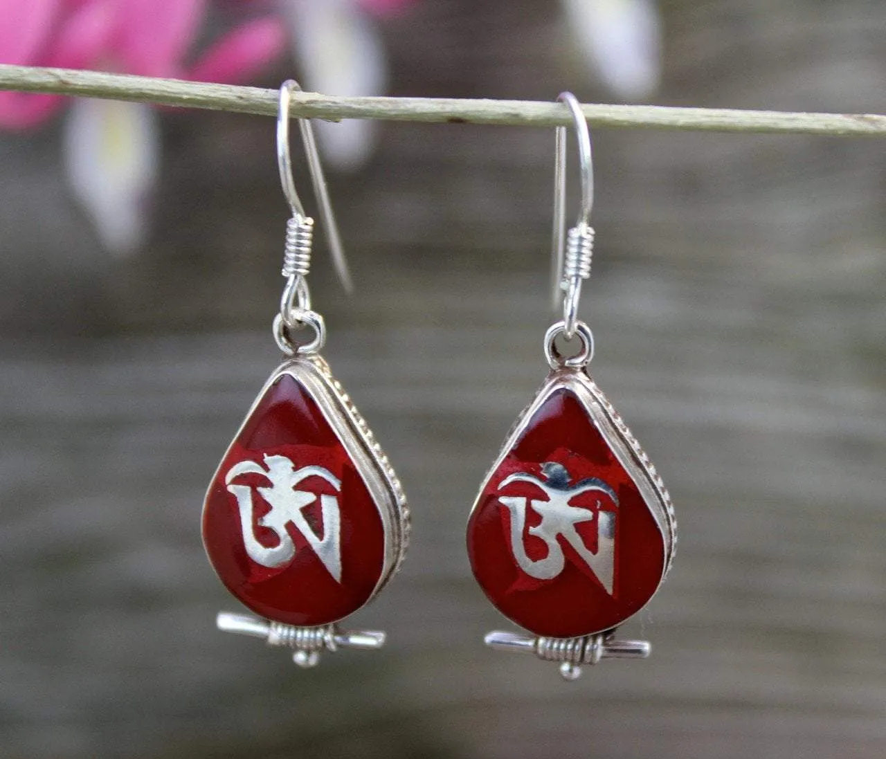 Coral Teardrop Earrings