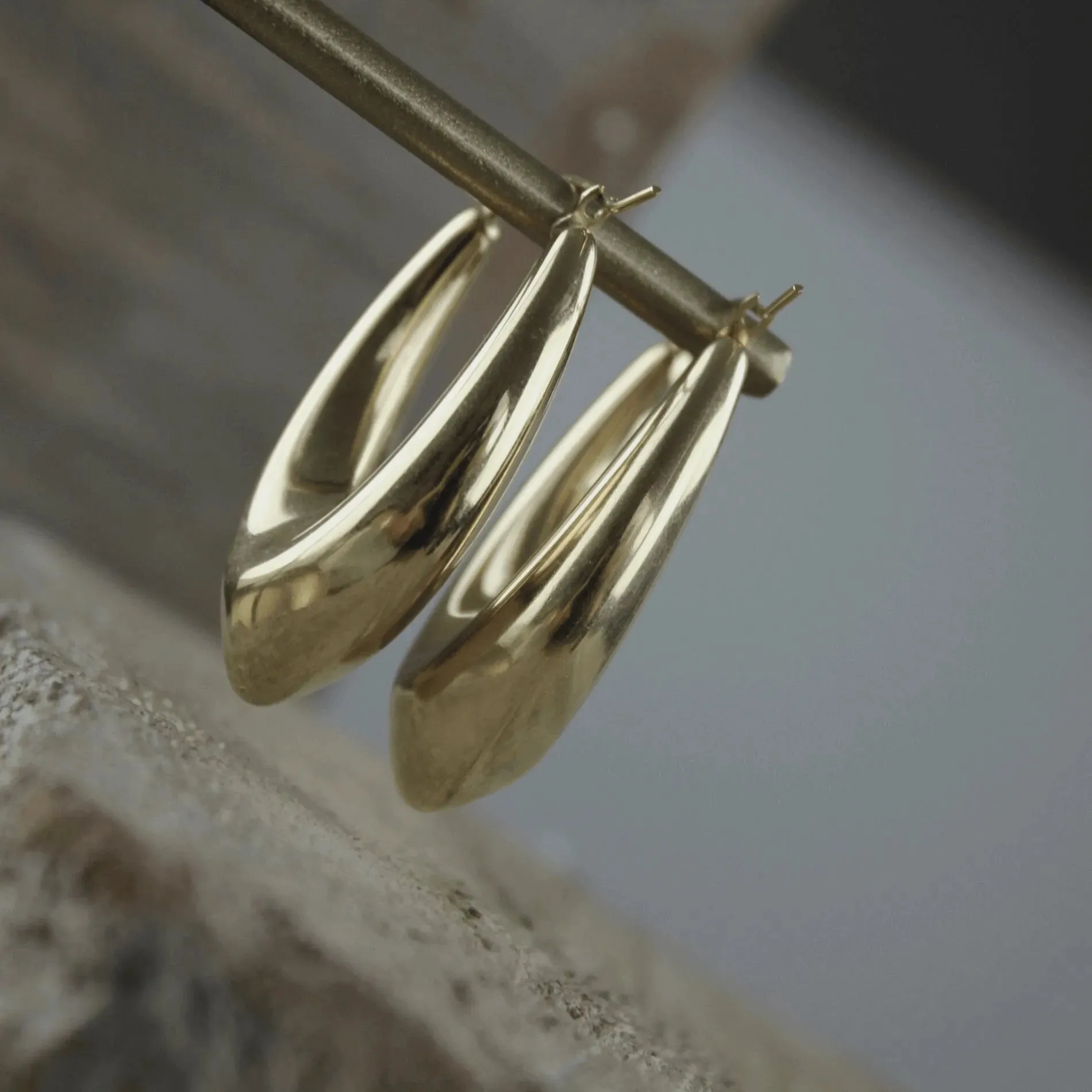 Courage Waterproof Oval Statement Earring 18 Carat Gold
