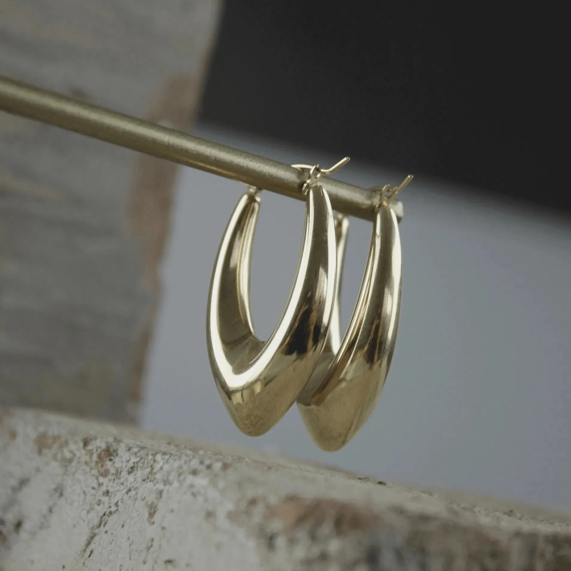 Courage Waterproof Oval Statement Earring 18 Carat Gold