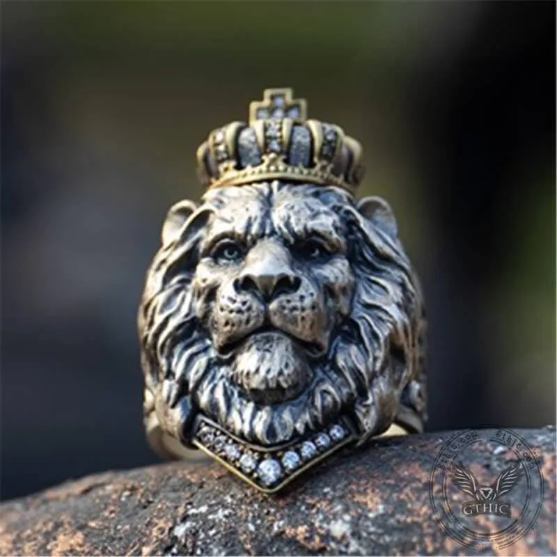 Crown Lion King Sterling Silver Ring