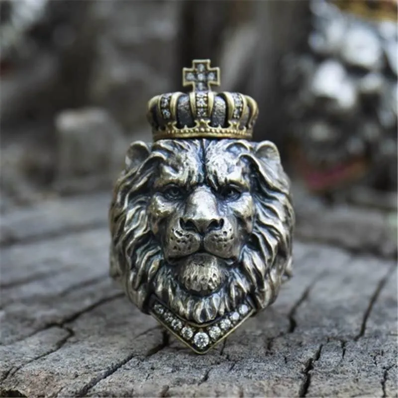 Crown Lion King Sterling Silver Ring