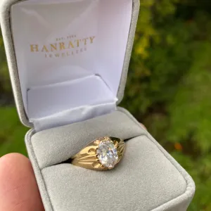 CZ Signet Ring - 9ct Yellow Gold