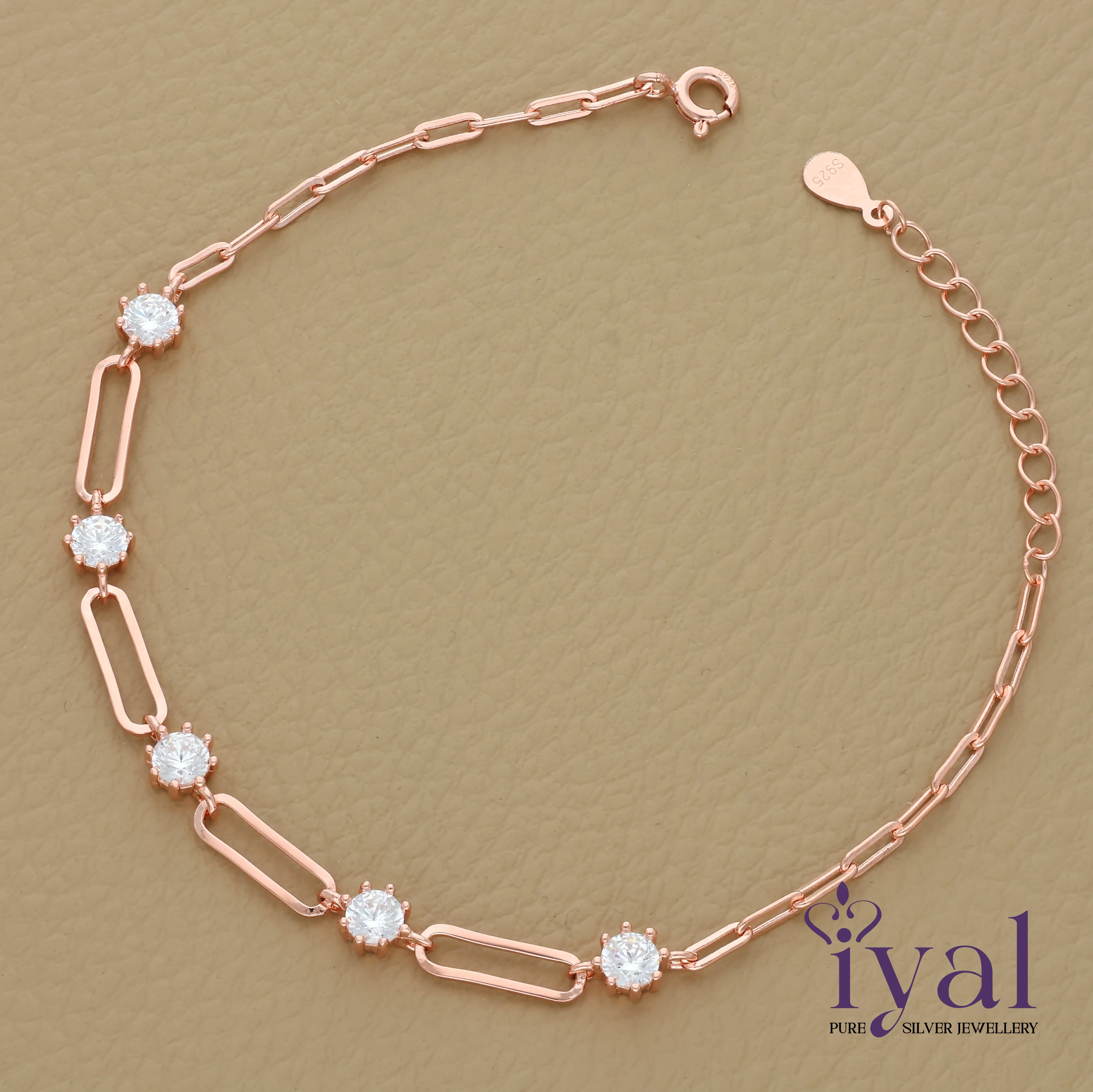 Dainty Rose Gold Polish Silver Bracelet