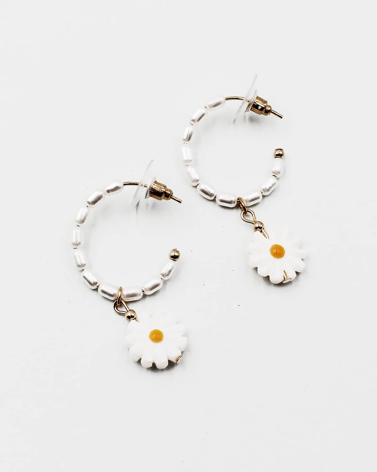 Daisy Flower Open Hoop Earrings