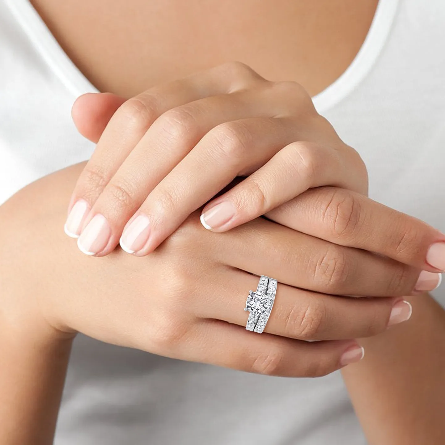 Denton - Channel Set Princess Shape Wedding Band (0.48 CT)