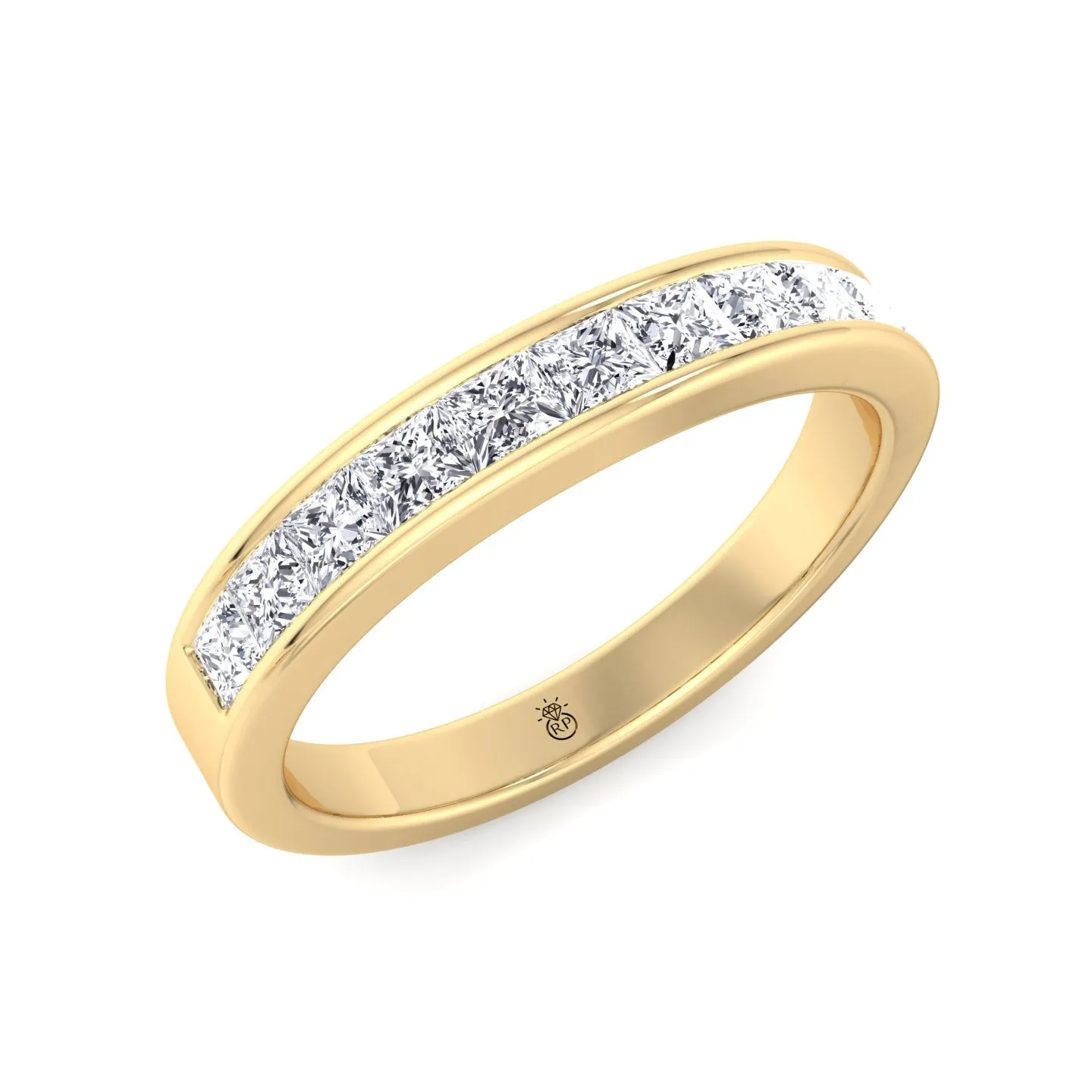 Denton - Channel Set Princess Shape Wedding Band (0.48 CT)