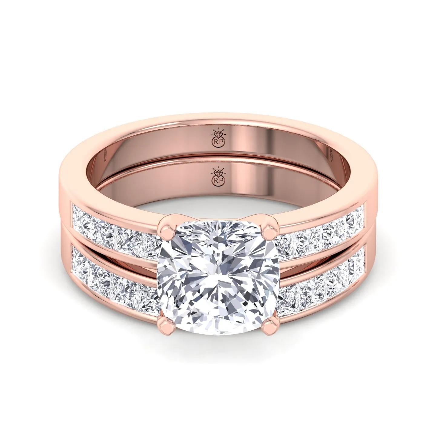 Denton - Channel Set Princess Shape Wedding Band (0.48 CT)