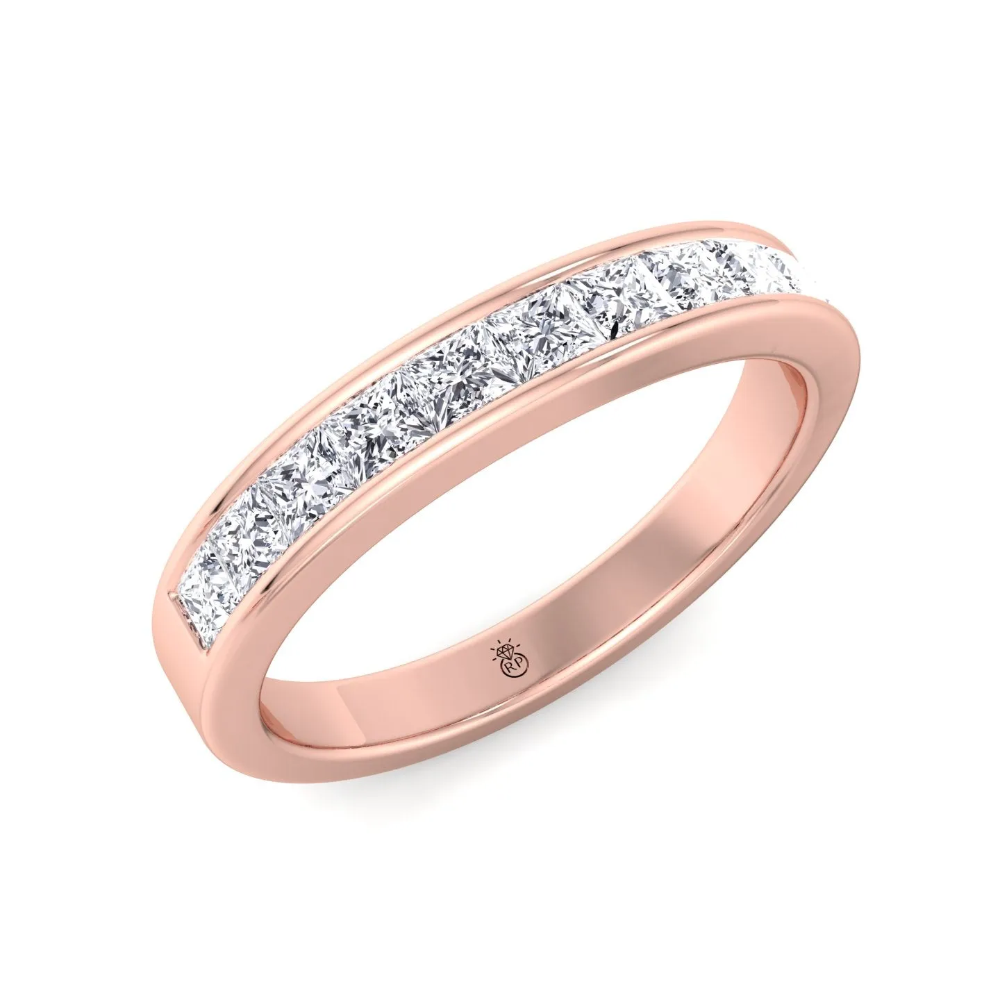 Denton - Channel Set Princess Shape Wedding Band (0.48 CT)
