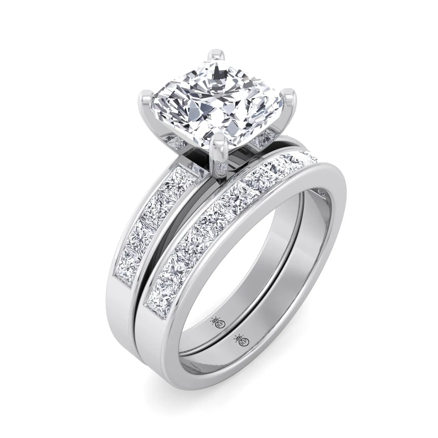 Denton - Channel Set Princess Shape Wedding Band (0.48 CT)