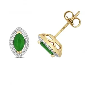 Diamond And Emerald Stud Earrings ED266E