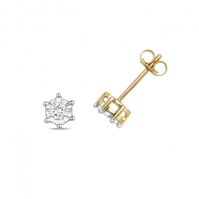 Diamond Jewellery 9ct Gold Diamond Illusion Plate Studs ED169
