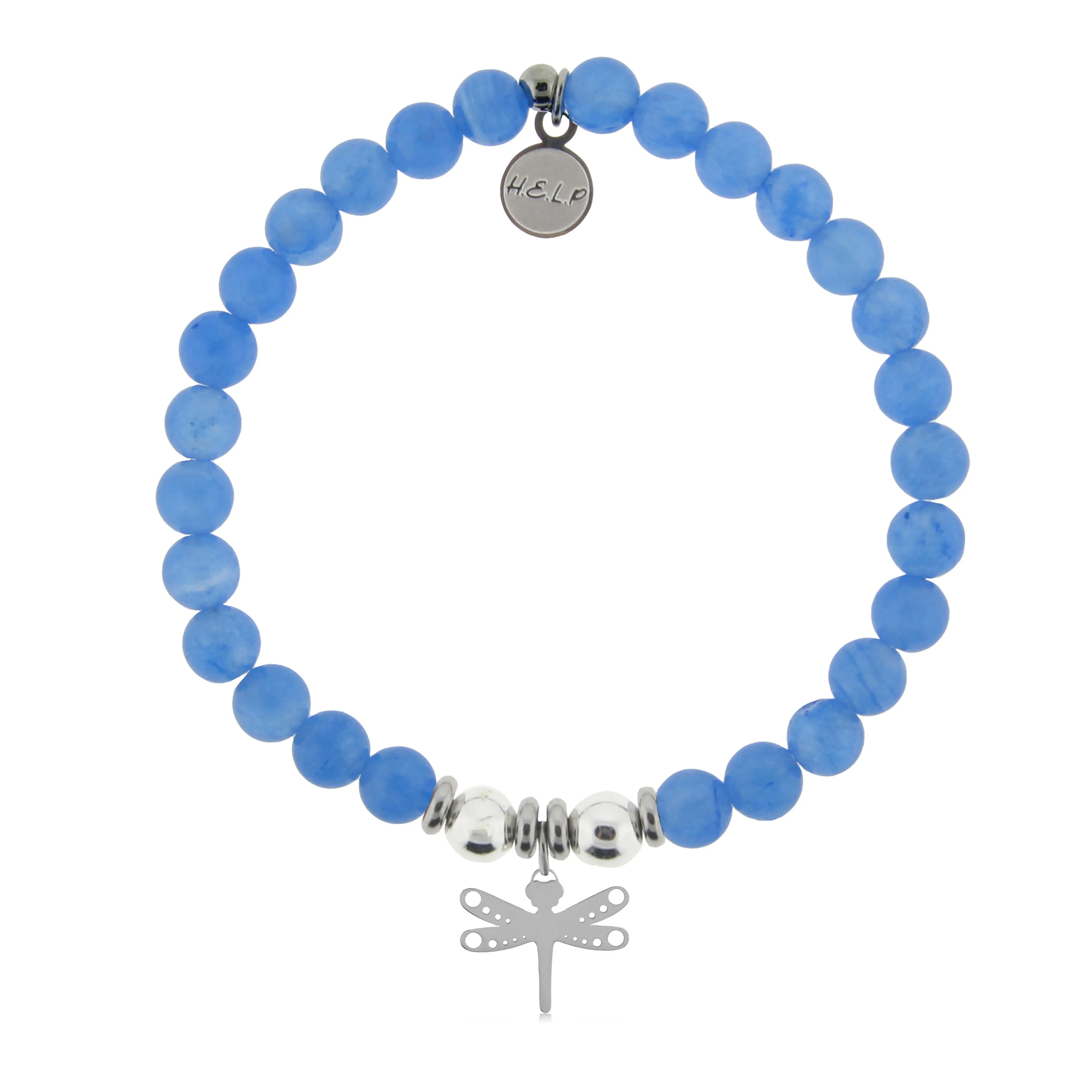 Dragonfly Charm with Azure Blue Jade Charity Bracelet