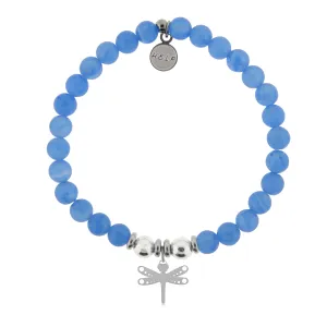 Dragonfly Charm with Azure Blue Jade Charity Bracelet