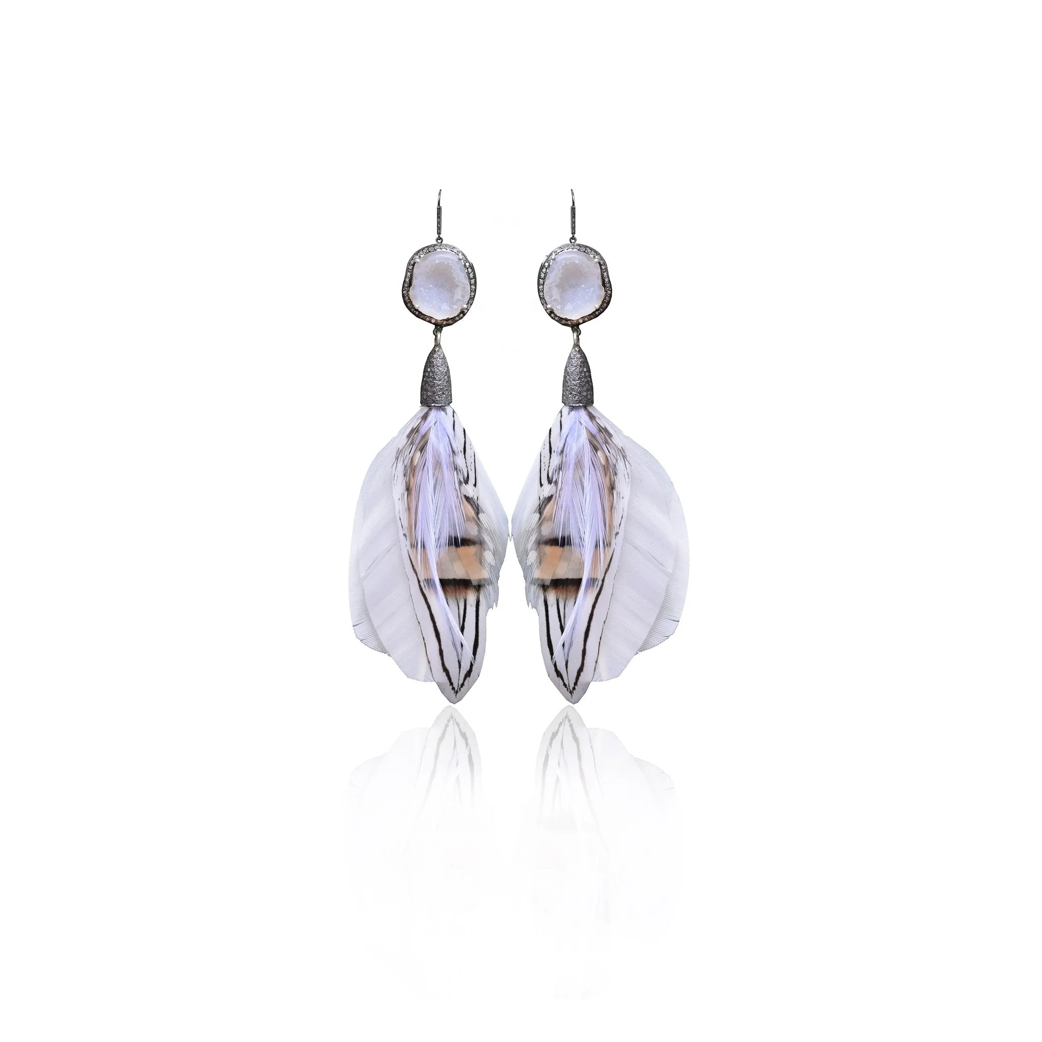 Druzy Feather Earrings