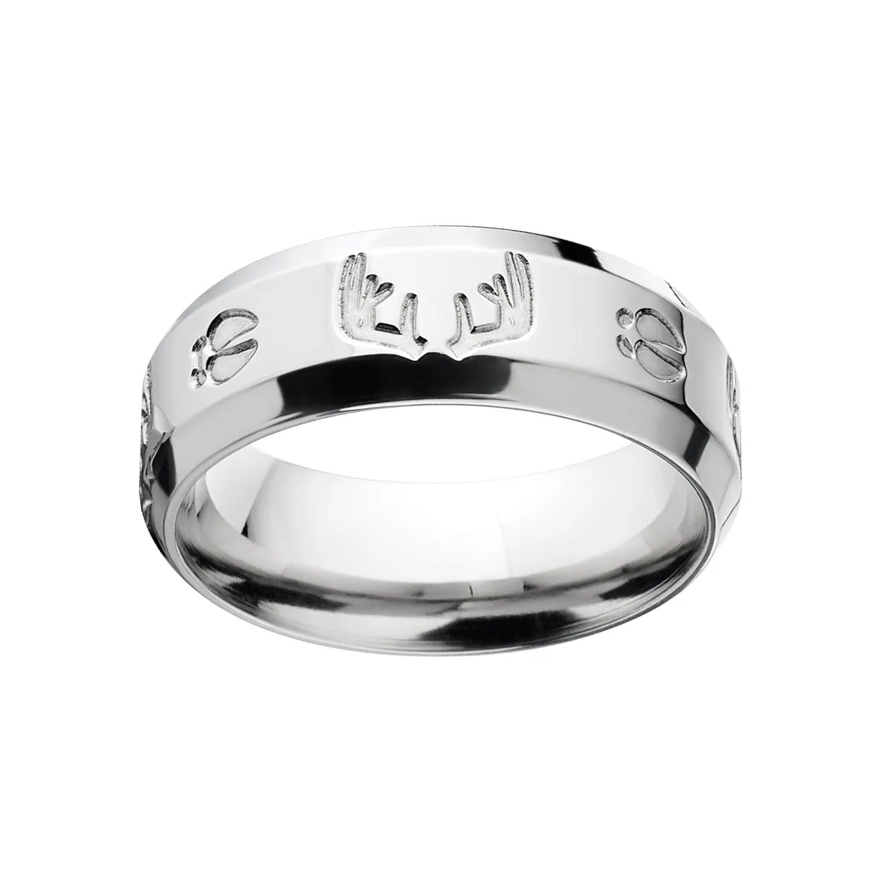 Elk Rack and Track - Titanium Men's Wedding Rings