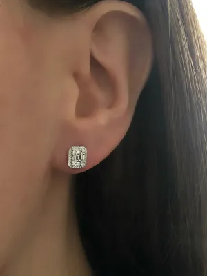 Emerald halo earrings