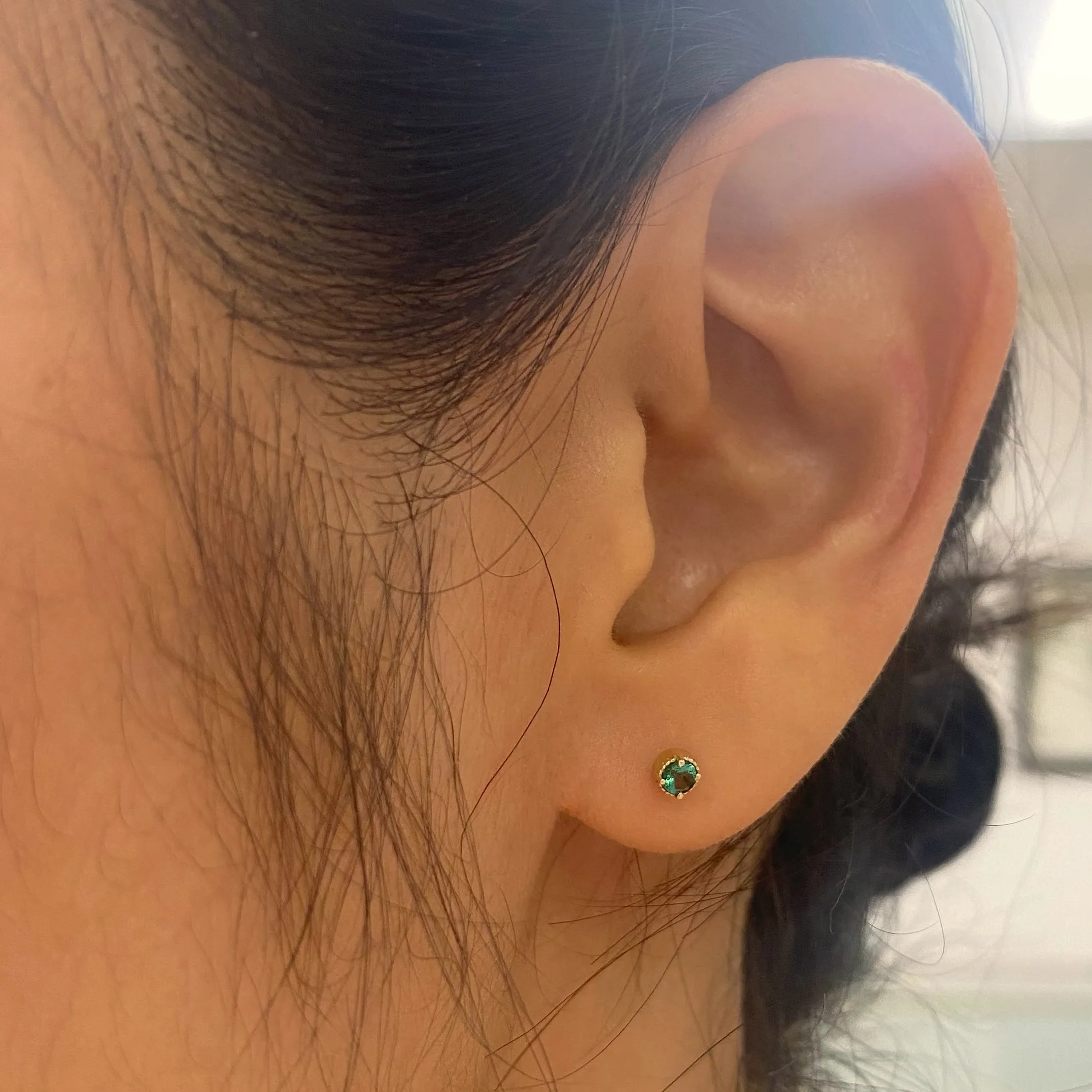 Emerald Milgrain Stud (Single) (ready to ship option)*