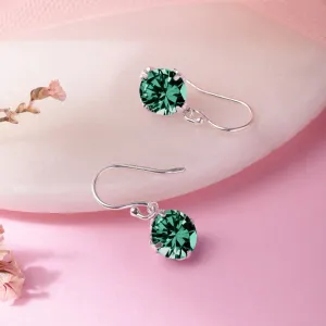 Emerald Radiance Rhodium Plated 925 Sterling Silver Circle Earrings