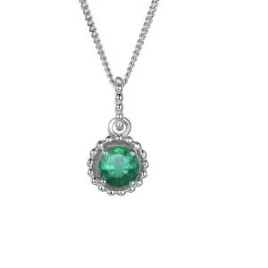 Emerald Silver Pendant- May birthstone
