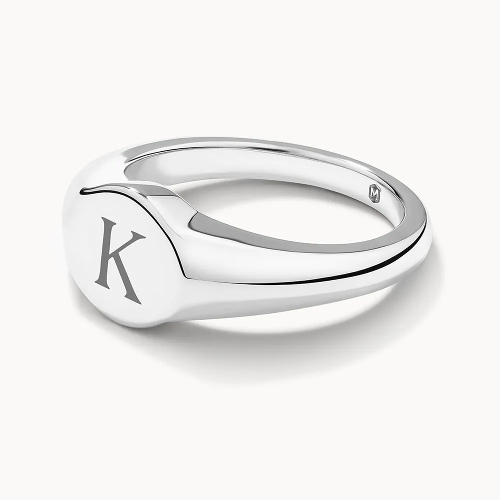 Engravable Circle Signet Pinky Ring in Silver