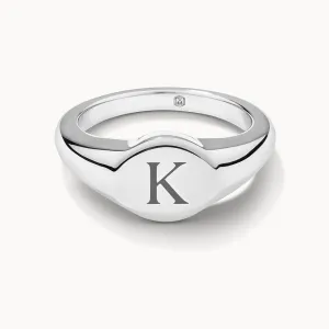Engravable Circle Signet Pinky Ring in Silver