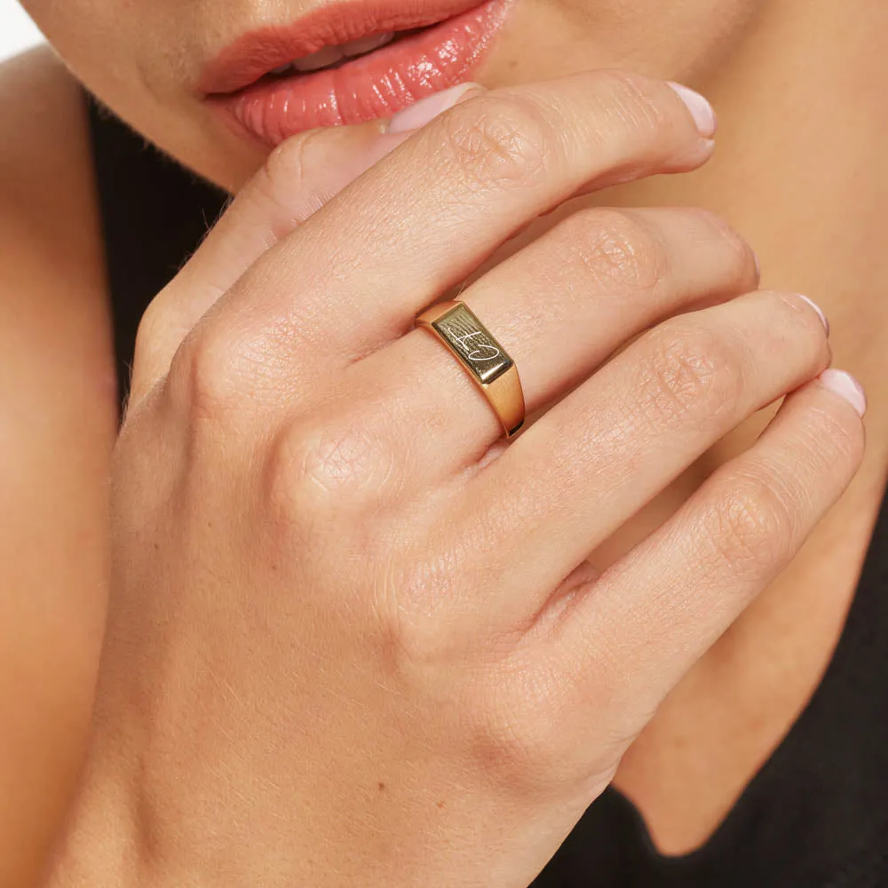 Engravable Rectangle Signet Pinky Ring in Gold
