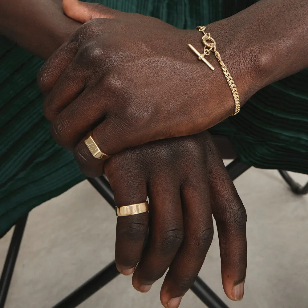 Engravable Rectangle Signet Pinky Ring in Gold
