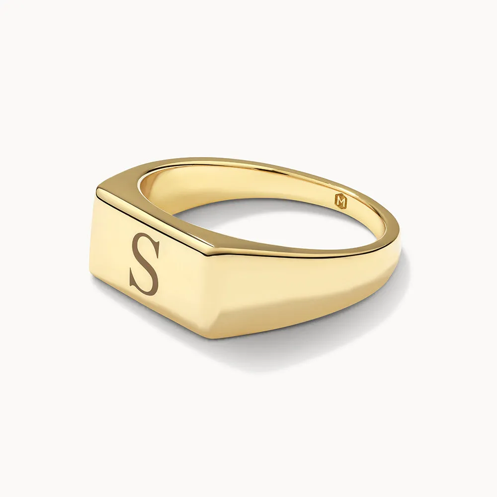 Engravable Rectangle Signet Pinky Ring in Gold