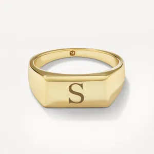 Engravable Rectangle Signet Pinky Ring in Gold
